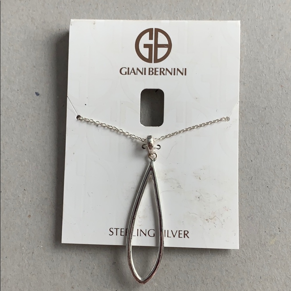 Sterling silver open teardrop pendant necklace